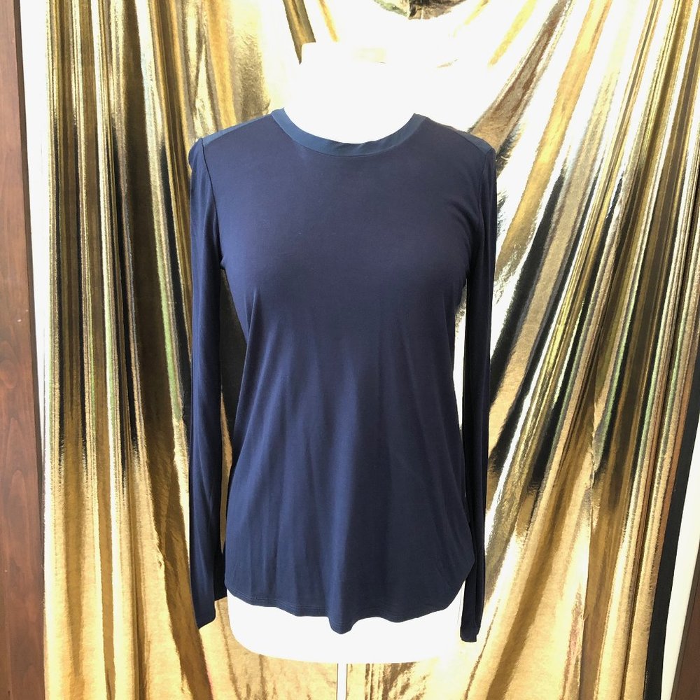 Vince Navy Long Sleeve Rayon/Silk Shirt